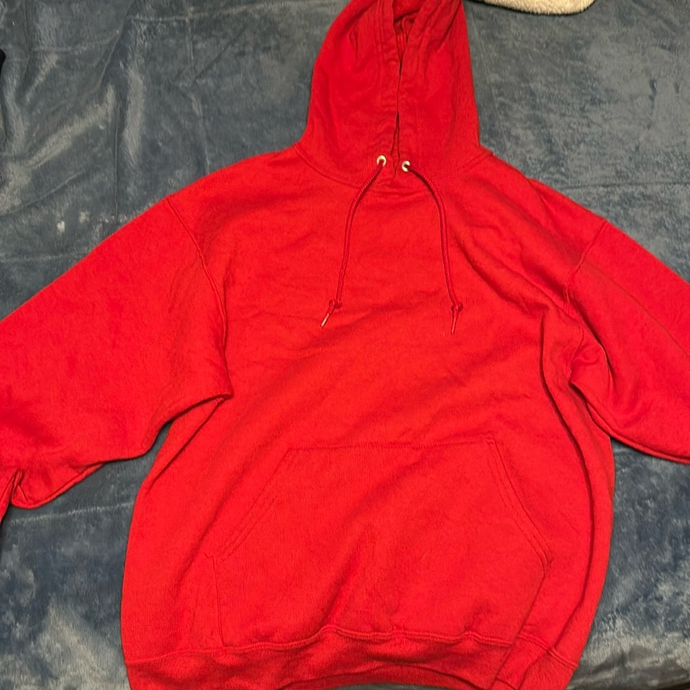 Plain red large fruit of the loom hoodie
